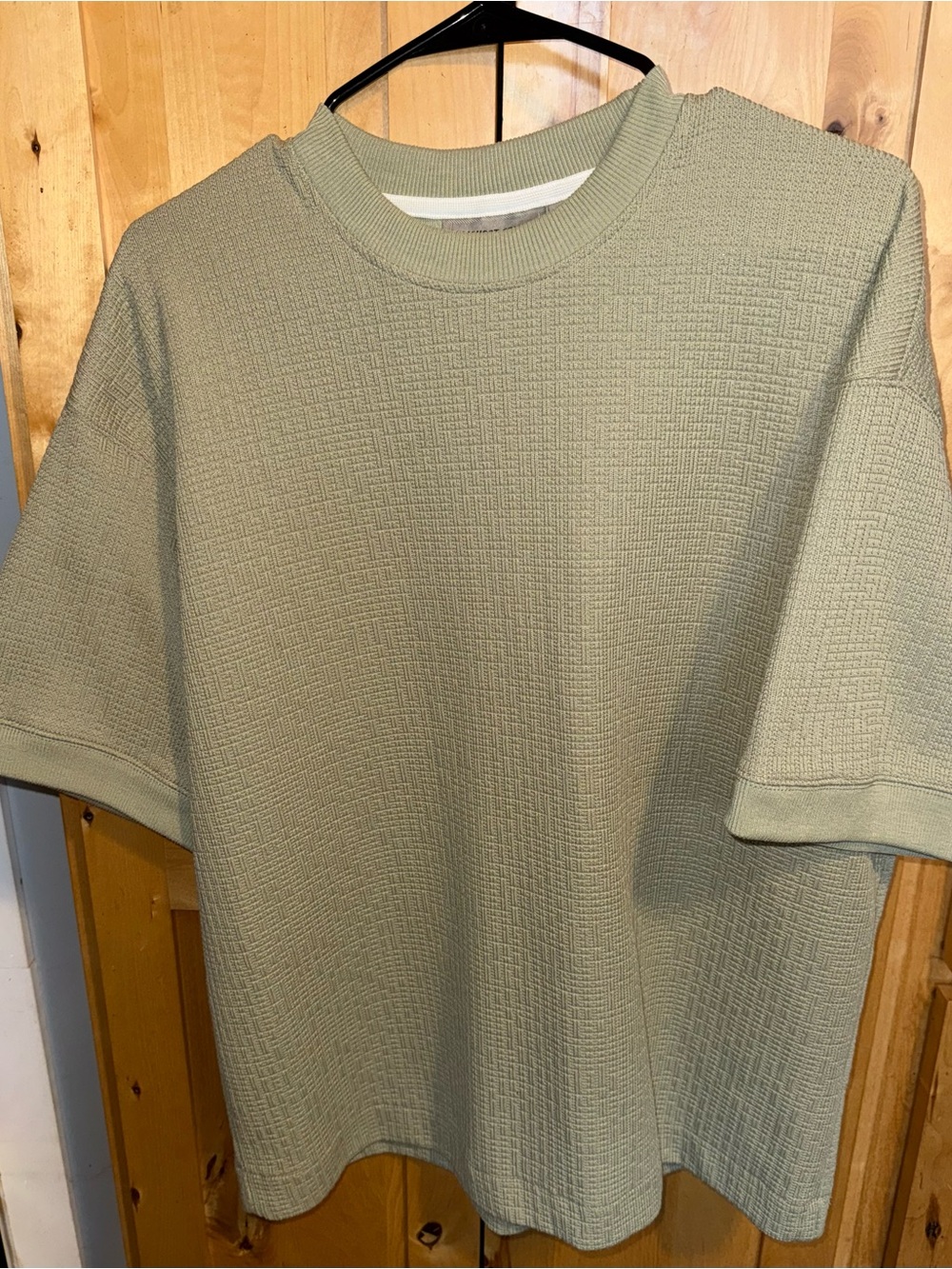 Amongst Others Short Sleeve Textured Crewneck Shirt - Sage Green